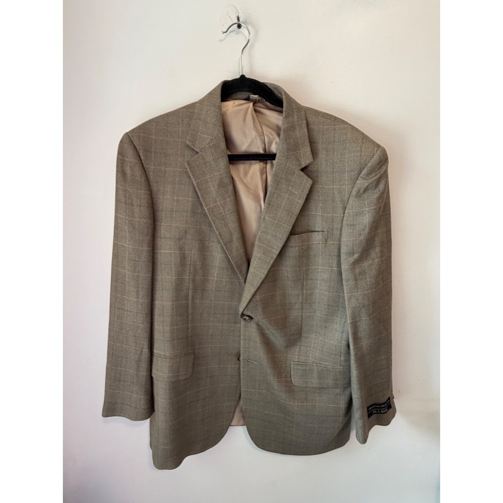 Jos. A. Bank Executive Collection Silk Wool Blazer 42R Tan Plaid Sport Coat NWT